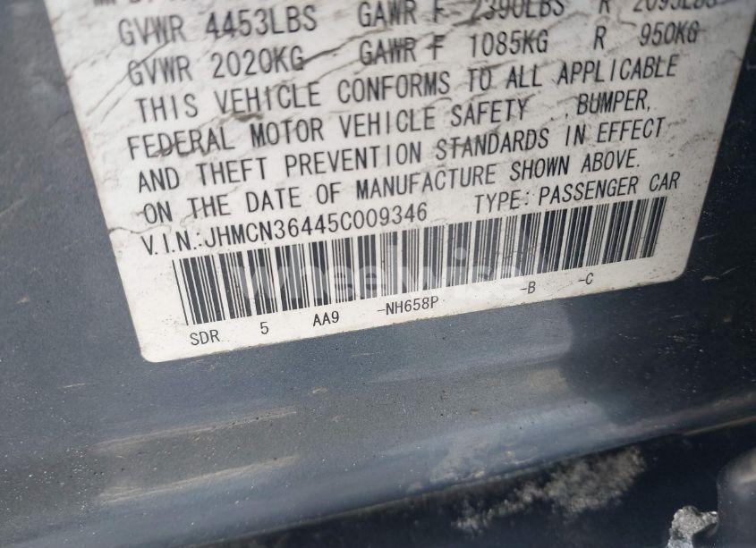 Photo 9 of 2005 Honda Accord HYBRID IMA (VIN JHMCN36445C009346)