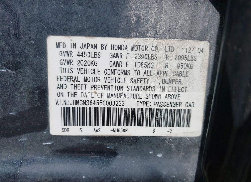 Photo 9 of 2005 Honda Accord HYBRID IMA (VIN JHMCN36455C003233)
