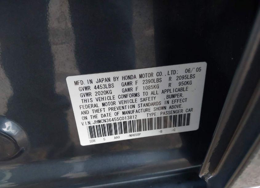 Photo 9 of 2005 Honda Accord HYBRID IMA (VIN JHMCN36455C013812)