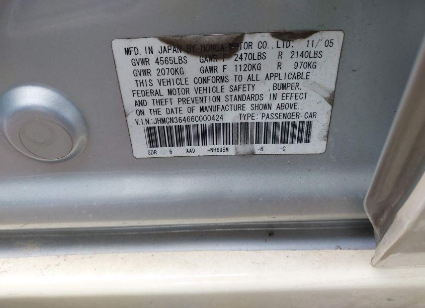 Photo 9 of 2006 Honda Accord HYBRID (VIN JHMCN36466C000424)