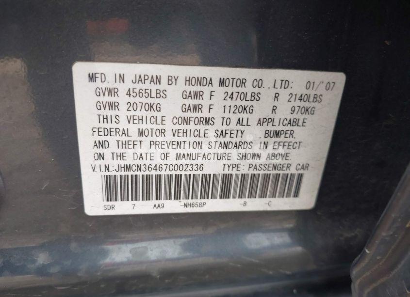 Photo 9 of 2007 Honda Accord HYBRID (VIN JHMCN36467C002336)