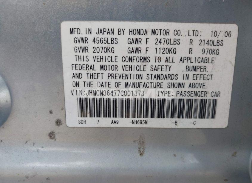 Photo 9 of 2007 Honda Accord HYBRID (VIN JHMCN36477C001373)