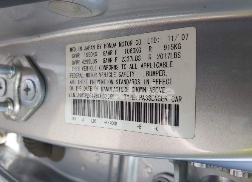 Photo 9 of 2008 Honda Accord 2.4 LX-P (VIN JHMCP26428C032665)