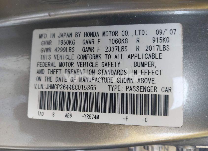 Photo 9 of 2008 Honda Accord 2.4 LX-P (VIN JHMCP26448C015365)