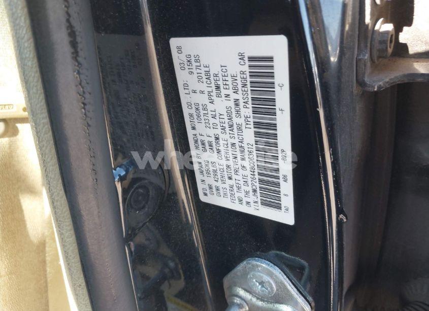 Photo 9 of 2008 Honda Accord 2.4 LX-P (VIN JHMCP26448C063612)
