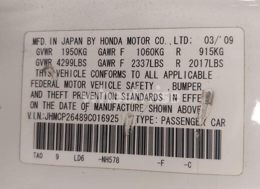 Photo 9 of 2009 Honda Accord 2.4 LX-P (VIN JHMCP26489C016925)