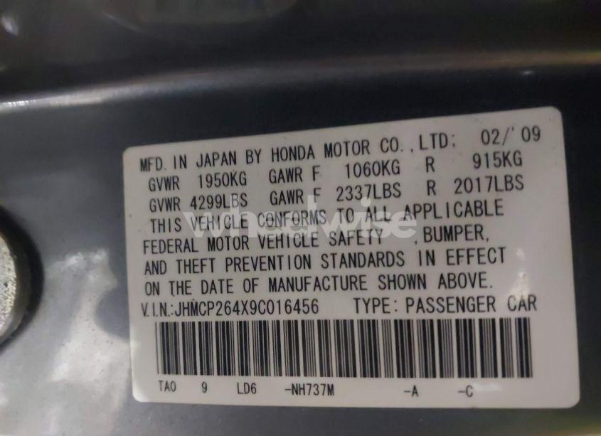 Photo 9 of 2009 Honda Accord 2.4 LX-P (VIN JHMCP264X9C016456)