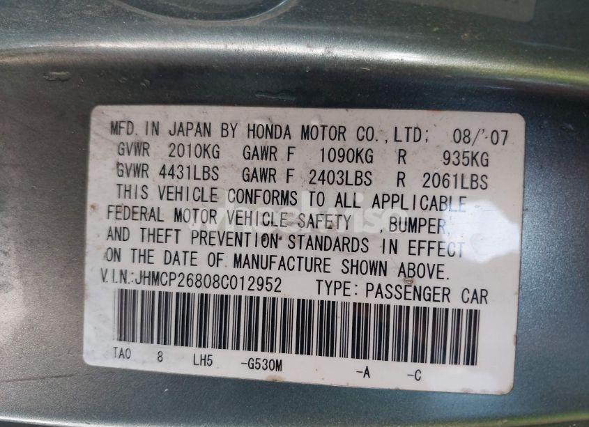 Photo 9 of 2008 Honda Accord 2.4 EX-L (VIN JHMCP26808C012952)