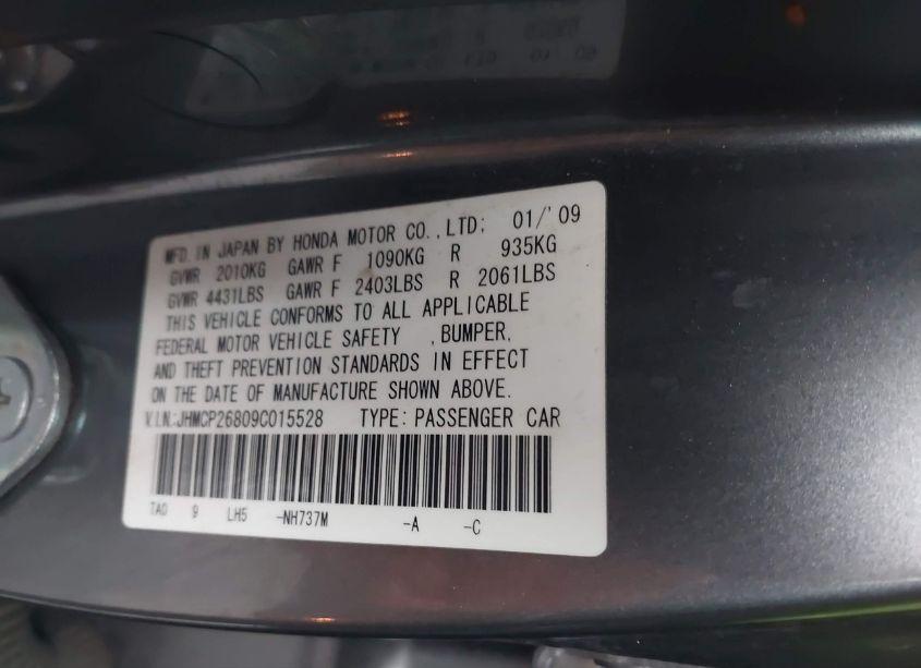 Photo 9 of 2009 Honda Accord 2.4 EX-L (VIN JHMCP26809C015528)