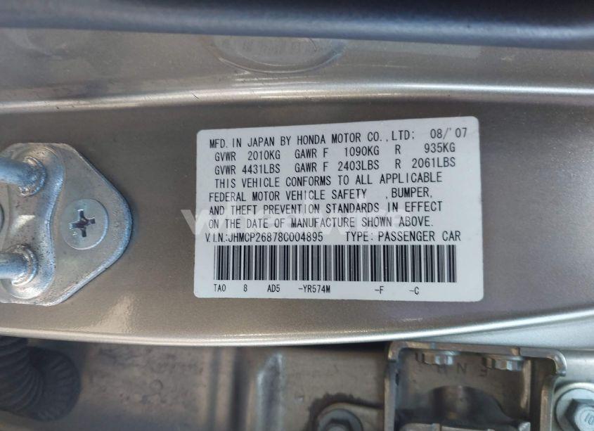 Photo 9 of 2008 Honda Accord 2.4 EX-L (VIN JHMCP26878C004895)