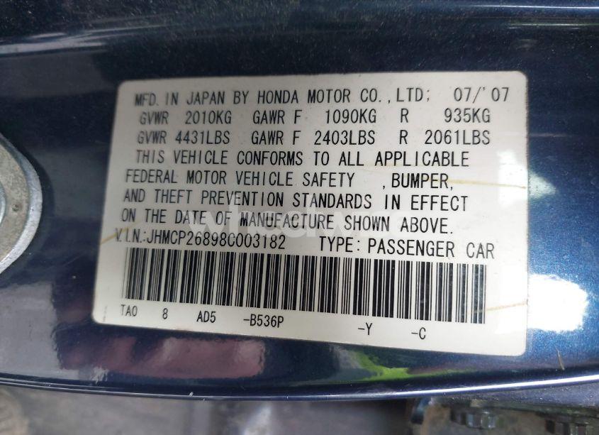 Photo 9 of 2008 Honda Accord 2.4 EX-L (VIN JHMCP26898C003182)