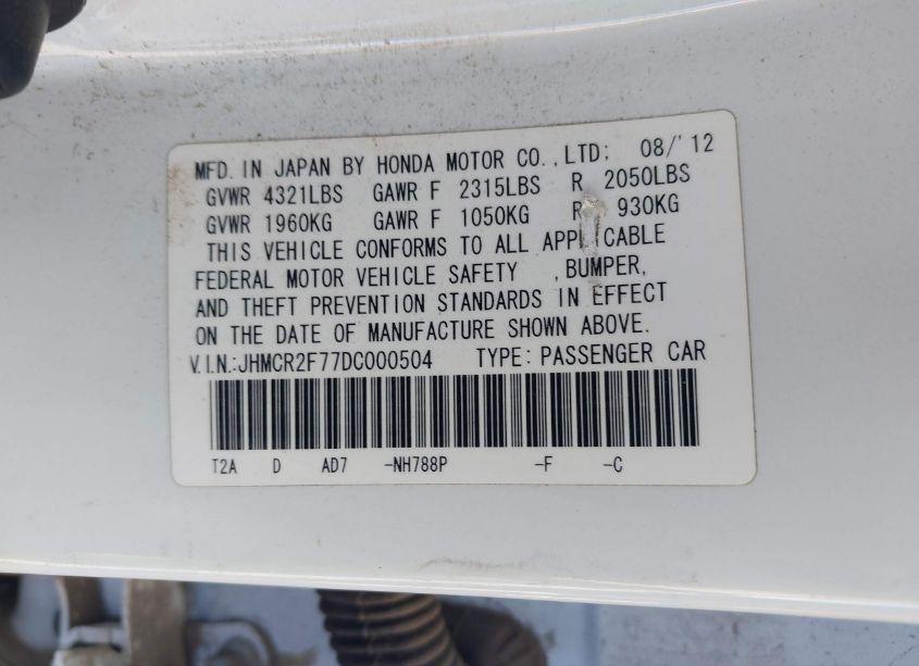 Photo 9 of 2013 Honda Accord EX (VIN JHMCR2F77DC000504)