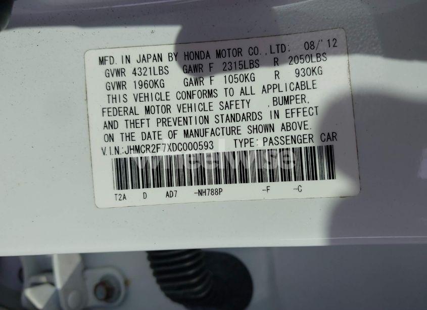 Photo 9 of 2013 Honda Accord EX (VIN JHMCR2F7XDC000593)