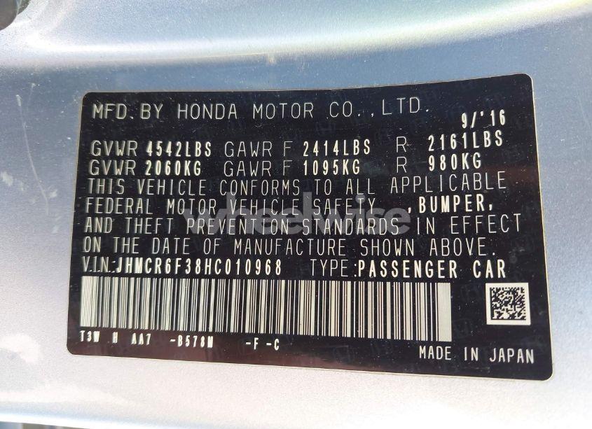 Photo 9 of 2017 Honda Accord HYBRID (VIN JHMCR6F38HC010968)