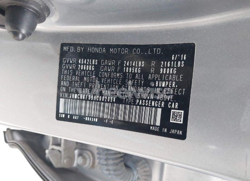 Photo 9 of 2017 Honda Accord HYBRID (VIN JHMCR6F39HC002054)