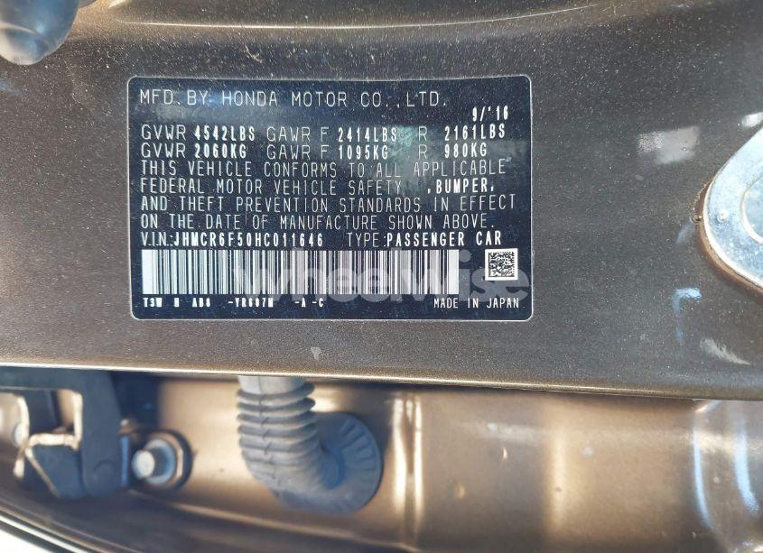 Photo 9 of 2017 Honda Accord HYBRID EX-L (VIN JHMCR6F50HC011646)