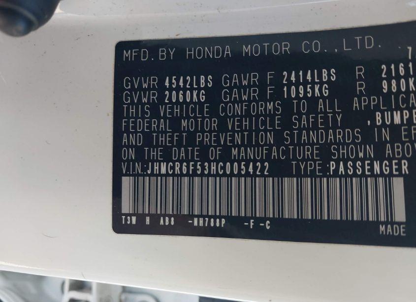 Photo 9 of 2017 Honda Accord HYBRID EX-L (VIN JHMCR6F53HC005422)