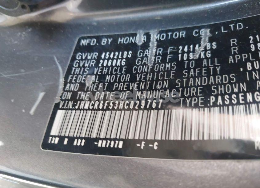 Photo 9 of 2017 Honda Accord HYBRID EX-L (VIN JHMCR6F53HC029767)