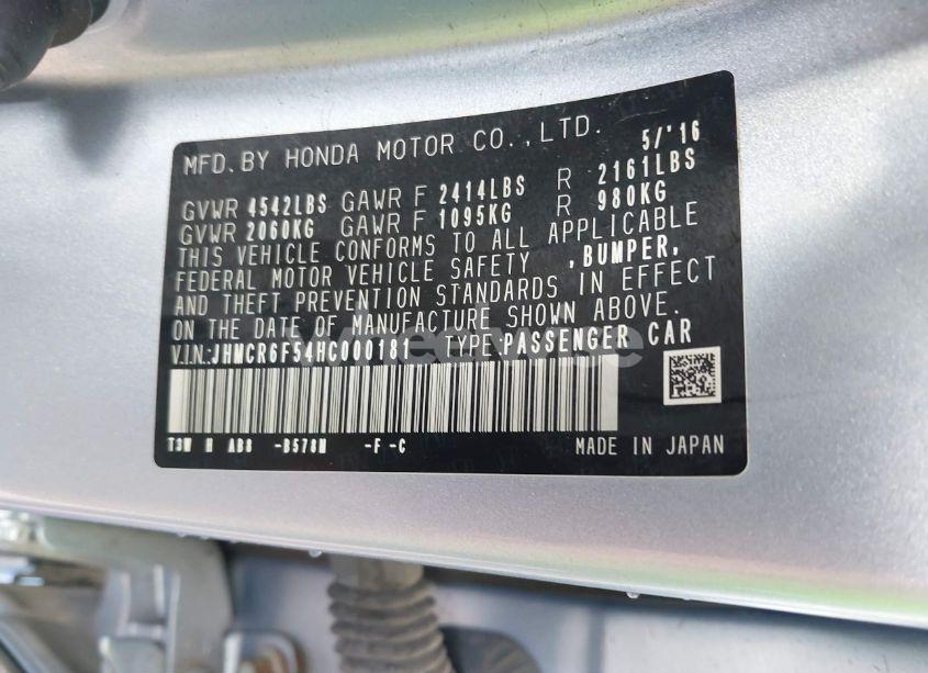 Photo 9 of 2017 Honda Accord HYBRID EX-L (VIN JHMCR6F54HC000181)