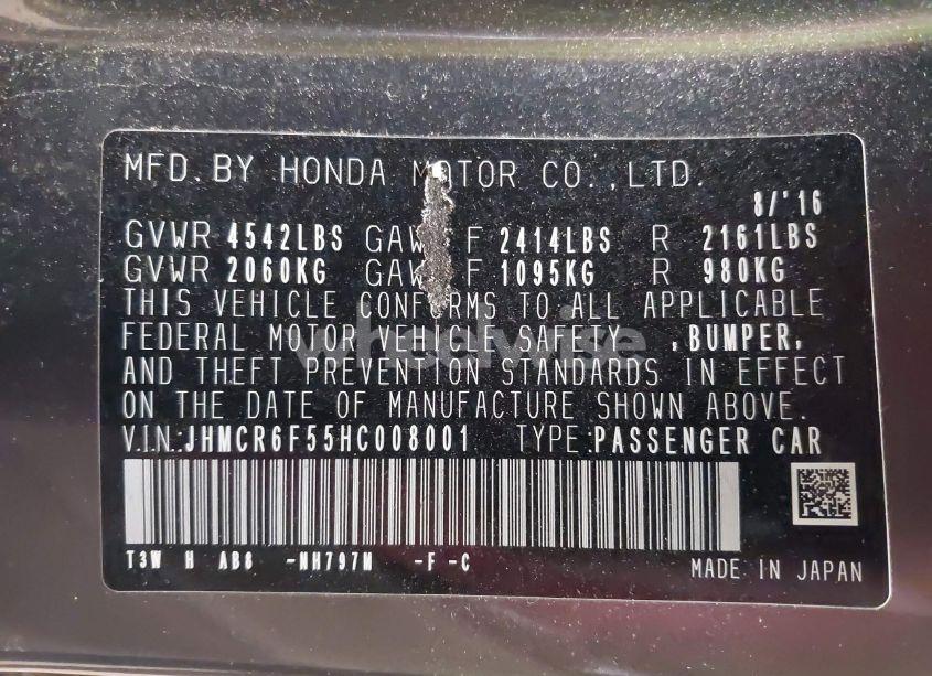 Photo 9 of 2017 Honda Accord HYBRID EX-L (VIN JHMCR6F55HC008001)