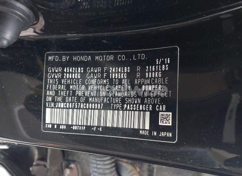 Photo 9 of 2017 Honda Accord HYBRID EX-L (VIN JHMCR6F57HC000997)