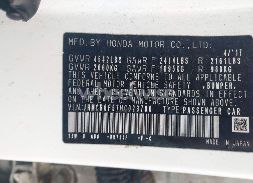 Photo 9 of 2017 Honda Accord HYBRID EX-L (VIN JHMCR6F57HC023700)