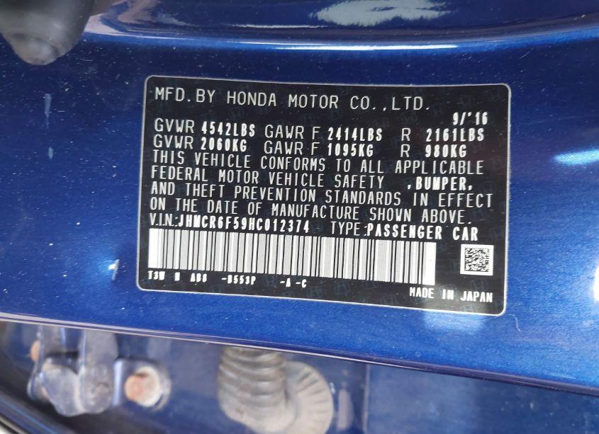 Photo 9 of 2017 Honda Accord HYBRID EX-L (VIN JHMCR6F59HC012374)