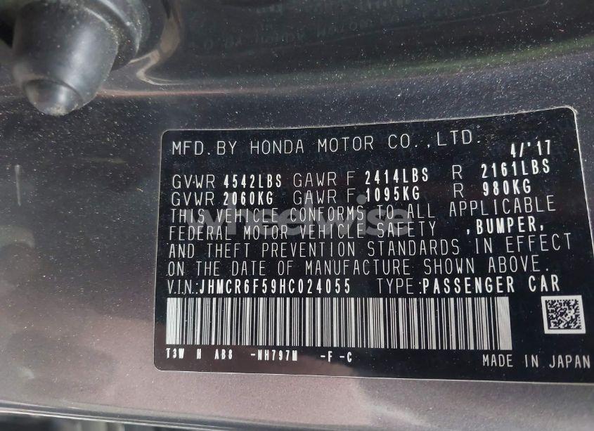 Photo 9 of 2017 Honda Accord HYBRID EX-L (VIN JHMCR6F59HC024055)