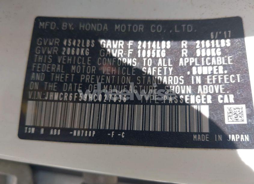 Photo 9 of 2017 Honda Accord HYBRID EX-L (VIN JHMCR6F59HC027036)