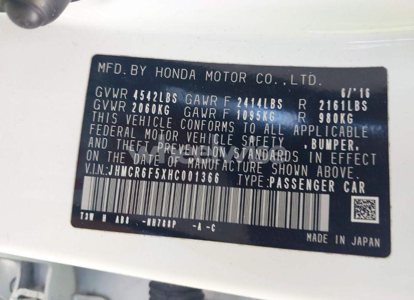 Photo 9 of 2017 Honda Accord HYBRID EX-L (VIN JHMCR6F5XHC001366)