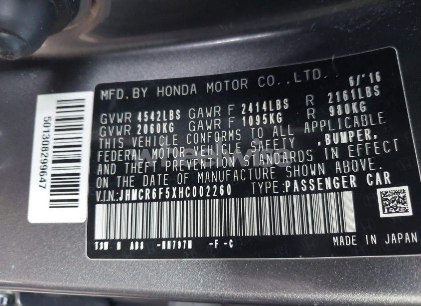 Photo 9 of 2017 Honda Accord HYBRID EX-L (VIN JHMCR6F5XHC002260)