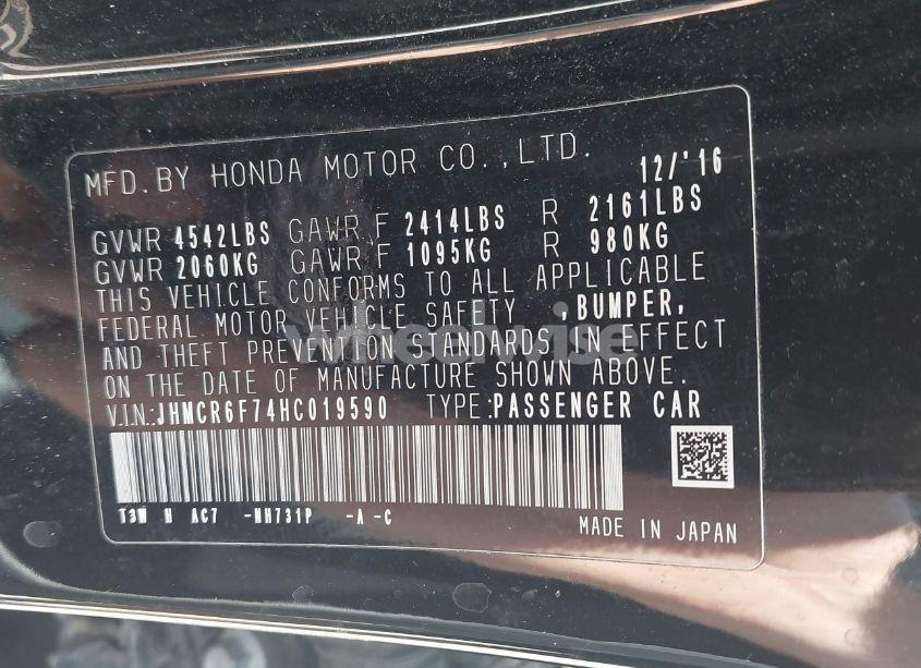 Photo 9 of 2017 Honda Accord HYBRID TOURING (VIN JHMCR6F74HC019590)