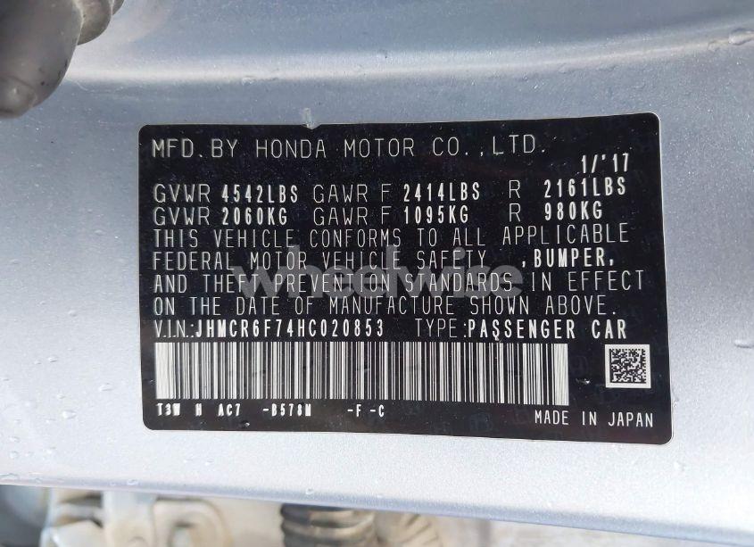 Photo 9 of 2017 Honda Accord HYBRID TOURING (VIN JHMCR6F74HC020853)