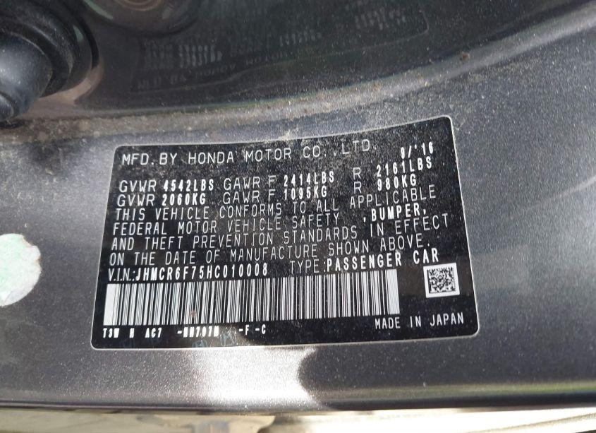 Photo 9 of 2017 Honda Accord HYBRID TOURING (VIN JHMCR6F75HC010008)