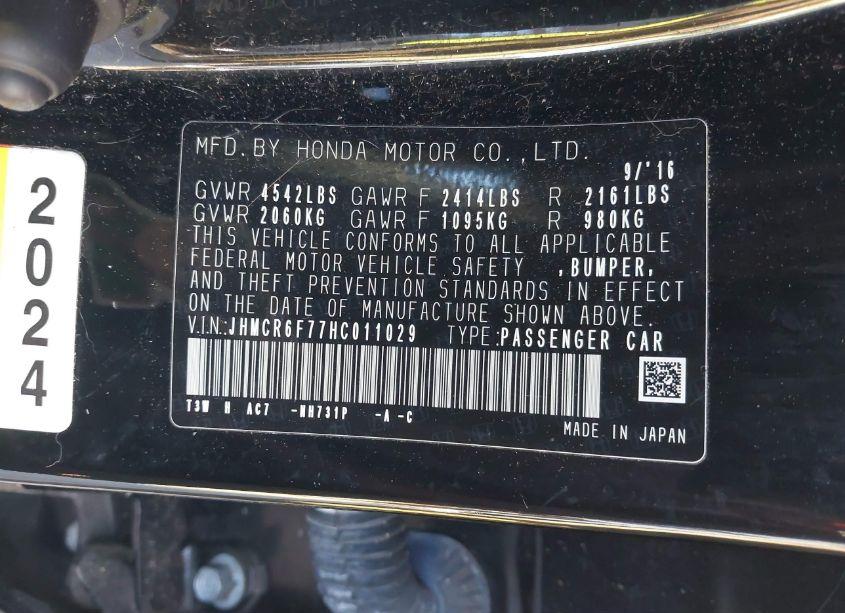 Photo 9 of 2017 Honda Accord HYBRID TOURING (VIN JHMCR6F77HC011029)