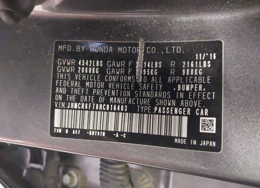 Photo 9 of 2017 Honda Accord HYBRID TOURING (VIN JHMCR6F78HC016403)