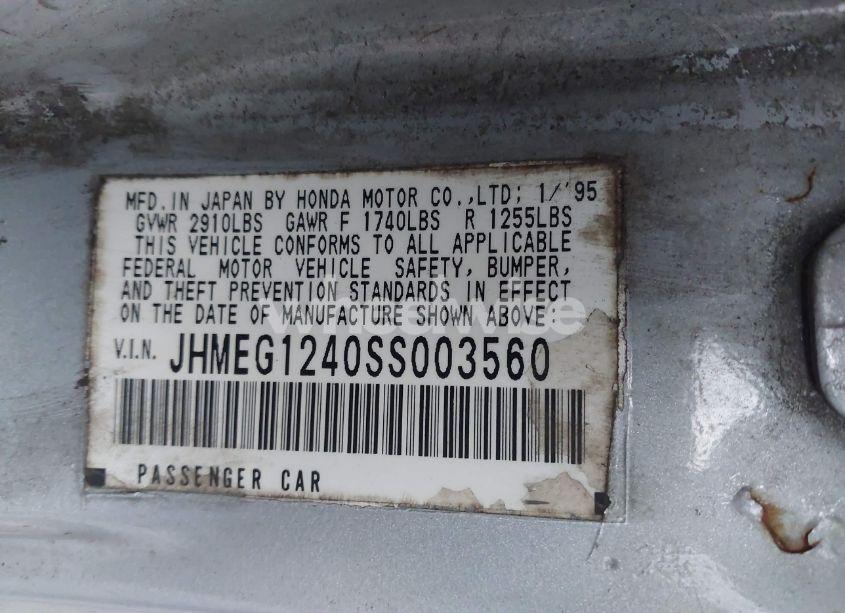 Photo 9 of 1995 Honda Civic DEL SOL S (VIN JHMEG1240SS003560)