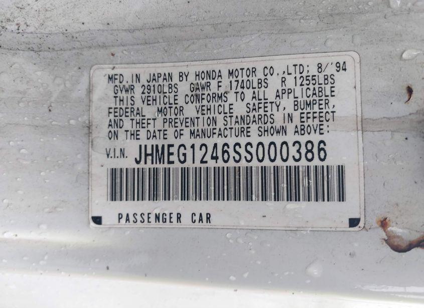 Photo 9 of 1995 Honda Civic DEL SOL S (VIN JHMEG1246SS000386)