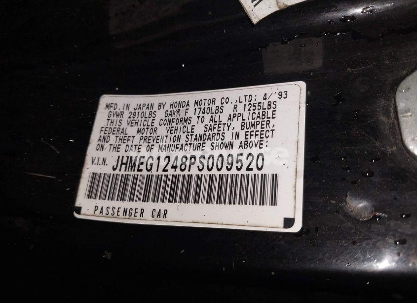 Photo 9 of 1993 Honda Civic DEL SOL S (VIN JHMEG1248PS009520)