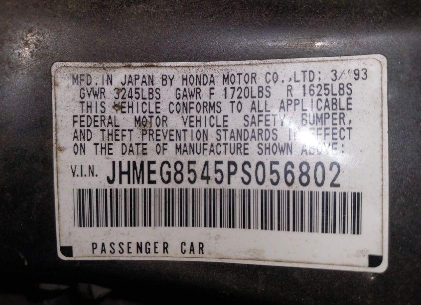 Photo 9 of 1993 Honda Civic DX (VIN JHMEG8545PS056802)