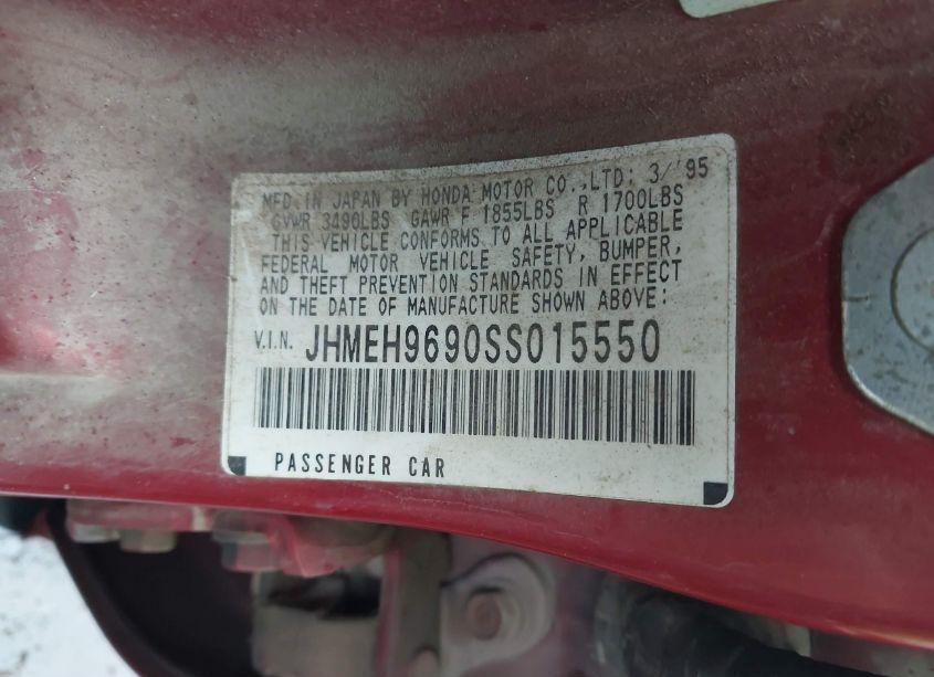 Photo 9 of 1995 Honda Civic EX (VIN JHMEH9690SS015550)