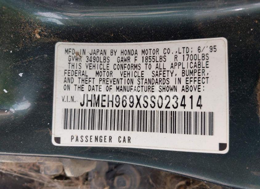 Photo 9 of 1995 Honda Civic EX (VIN JHMEH969XSS023414)