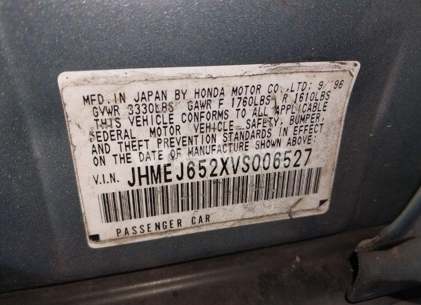 Photo 9 of 1997 Honda Civic DX (VIN JHMEJ652XVS006527)