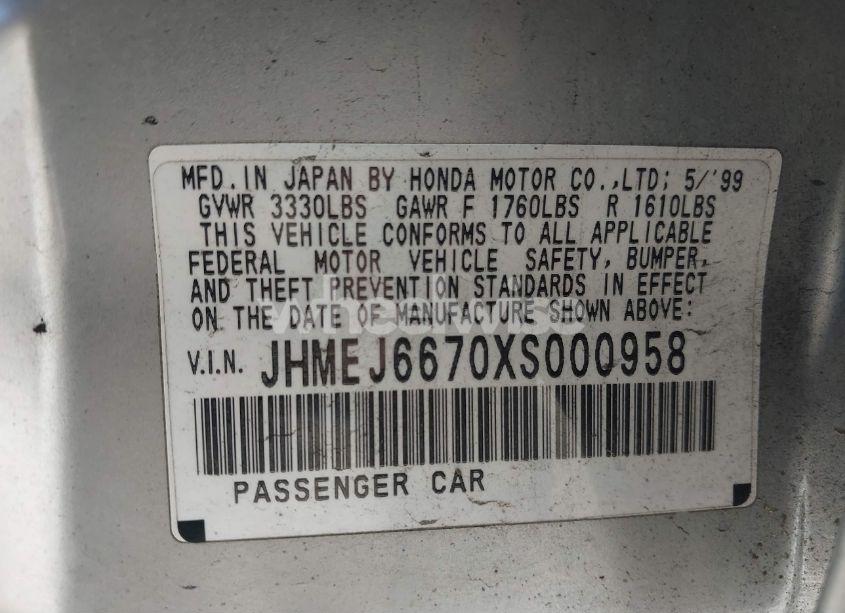 Photo 9 of 1999 Honda Civic LX (VIN JHMEJ6670XS000958)