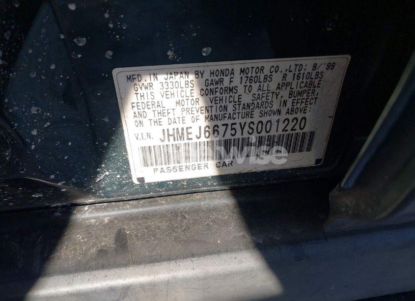 Photo 9 of 2000 Honda Civic LX (VIN JHMEJ6675YS001220)