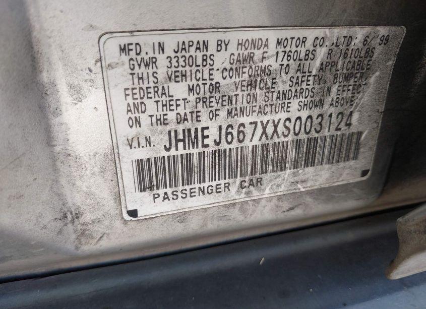 Photo 9 of 1999 Honda Civic LX (VIN JHMEJ667XXS003124)