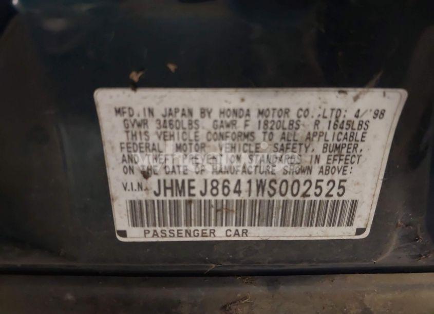 Photo 9 of 1998 Honda Civic EX (VIN JHMEJ8641WS002525)