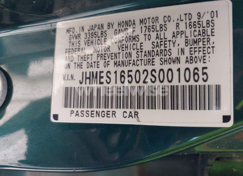 Photo 9 of 2002 Honda Civic LX (VIN JHMES16502S001065)