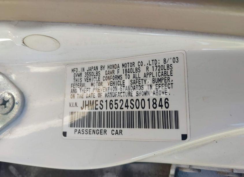 Photo 9 of 2004 Honda Civic LX (VIN JHMES16524S001846)