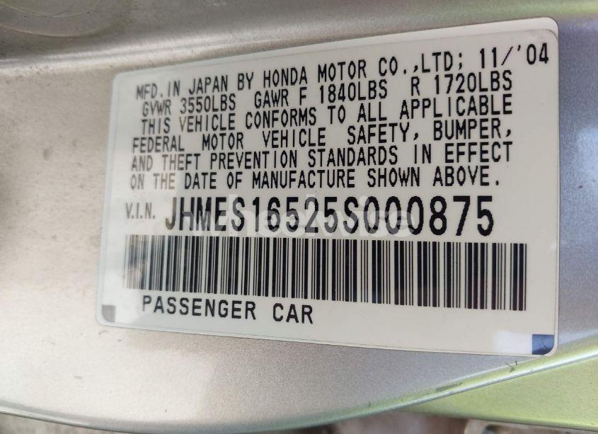 Photo 9 of 2005 Honda Civic LX (VIN JHMES16525S000875)